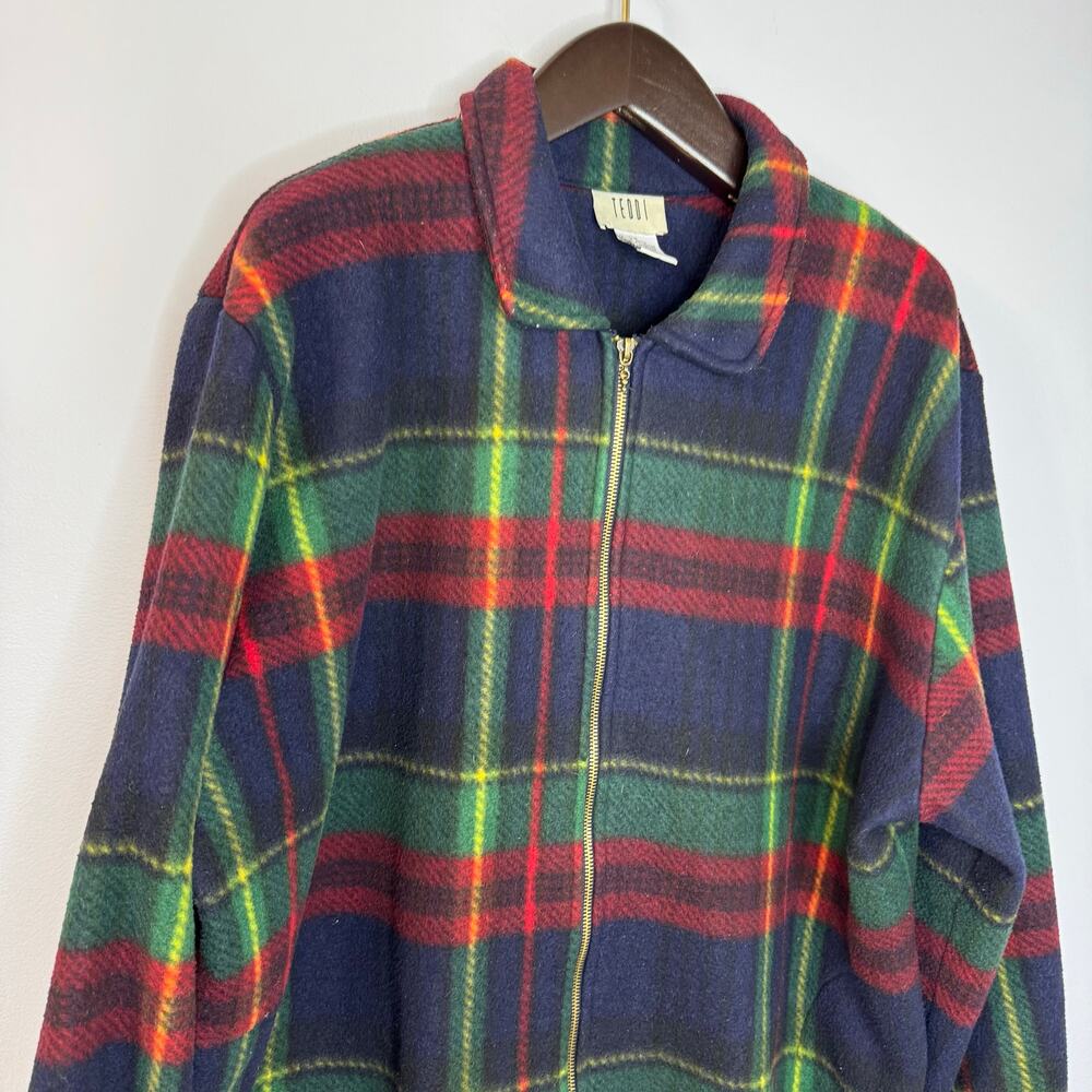 Vintage Teddi Full Zip Fleece Plaid Multi Jacket Full Zip Women's 2X - Picture 2 of 9